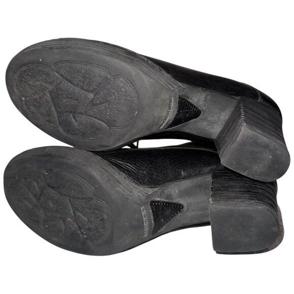 BORN B.O.C Ramsey Heeled Booties 40.5 9 Lace Up Chukka Oxford Black Leather Boot - Picture 6 of 8